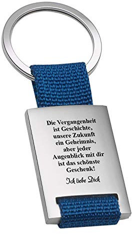 Liebesbeweis Schlüsselanhänger mit Gravur | Blau | Vergangenheit | Ich liebe dich Anhänger für Partner | 8,5x3,5cm | Romantisches Geschenk Freundin Freund zum Jahrestag | Personalisiert