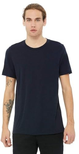 Canvas Mens Triblend Crew Neck Plain Short Sleeve T-Shirt (2XL) (Solid Navy Triblend)