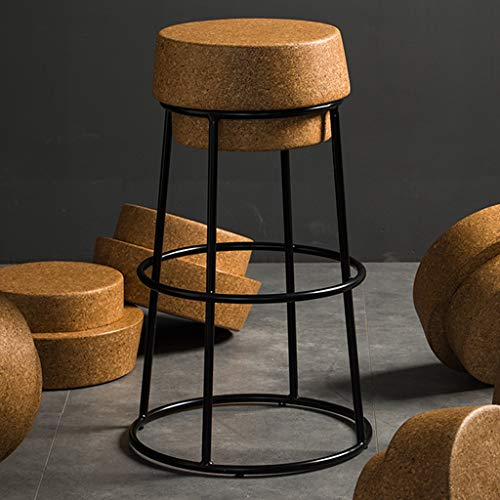 Runde Kork Barhocker Schwarz Eisen Basis Hohe Fußstütze Cafe Designer Kreative Stuhl für Pub Bistro Küche (45 cm, 65 cm, 75 cm)
