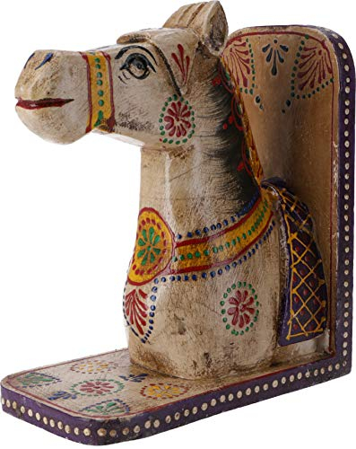 GURU SHOP Buchstütze `Pferd` - Weiß, 15x14x8 cm