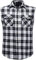 Iris Sprite Ärmelloses Kariertes Herrenhemd, Flanell, Knopfleiste, lockere Passform, mit Tasche, Plaid Black-a210, L