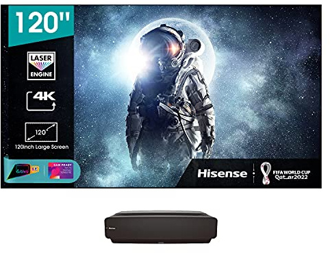 Hisense Projecteur laser 120L5F-A12 (120) (panneau souple 120, 4K, UHD, HDR, technologie laser, VIDAA U Smart TV, triple tuner DVB-C/S/ S2/ T/ T2, livré avec