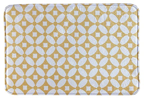 XCQZ rutschfest Badvorleger,Rutschfester Badteppich Saugfähiger Teppich Boho Geometrie Bedruckt Senfgelb Badematte 40X60 cm Maschinenwaschbar Weiche Badevorleger Für Badezimmer Kinderzimmer