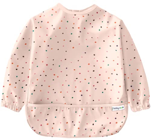 Nombear Baby Bibs with Sleeves for 6-24 Months, 1 Pack - Easy Wipe Clean, Machine Washable Baby Weaning Bib with Sleeves, Waterproof Long Sleeve Bibs, Non Silicone and Coverall Bib