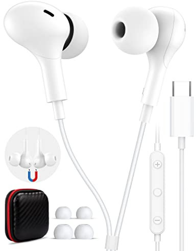 USB C Kopfhörer für Samsung S22 Ultra S21 Plus S20 FE,In Ear Headset Magnet kopfhörer mit Kabel und Mikrofon Typ C Ohrhörer für Glaxy A53 A33 Z Flip 4 3 OnePlus 10 9 Pro Nord 2 Pixel 7 6 Mi 11T 12 Pro