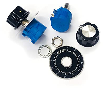 Multiturn einstellbare Potentiometer Kit Drahtwundwiderstand 2W 3590S-2-103L + Knaufkappe + Skala-Blatt,10K Ohm