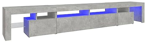vidaXL TV Cabinet with LED Lights Media Furniture Entertainment Centre Media Unit HiFi Cabinet Sideboard TV Console Concrete Grey 260x36.5x40 cm