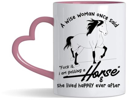 Horse Gifts For Women, Horses Mom, Birthday Gifts For A Wise Woman, Pet Lovers Who Loves Animal Fun, Coffee Mugs, Funny Mothers day, Christmas, Gag Quotes Mug Ceramic Heart Handle Tea Mug. (Pink)