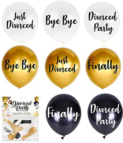 Original Cup® - 8 bedruckte Luftballons für Divorce Party - Dekoration für Scheidungspartys - Themenparty für frisch Geschiedene - 100% Fun Geschenkidee für Frauen und Männer