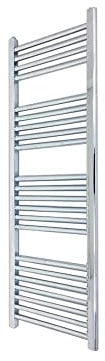 300mm (w) x 1200mm (h) Straight Chrome Heated Towel Ladder Rail Bathroom Radiator - 1326 BTUs