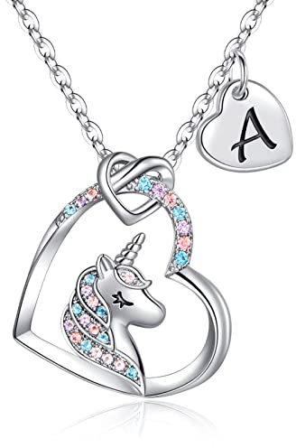 TINGN Einhorn Geschenke für Mädchen, Einschulung Mädchen Silber Einhorn Kette Kinder Geburtstagsgeschenk für Kinder Tochter Geschenke für Tochter 5-12 jahre, Geschenk zur Einschulung