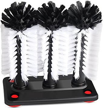 Lot de 3 brosses de nettoyage pour verre, tasses en verre, outil de lavage avec ventouse pour évier de cuisine, maison, restaurant, 18,5 x 9,5 x 19 cm
