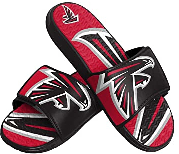 FOCO Atlanta Falcons NFL Colorblock Big Logo Gel Slide Black red Badelatschen Hausschuhe - M