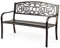 GYMAX Panchina Ghisa da Esterno, Portata di 320 kg, Panca a 2-3 Posti con Schienale e Braccioli, Telaio in Metallo, Ideale per Giardino, Cortile e Parco, 127x63,5x89 cm
