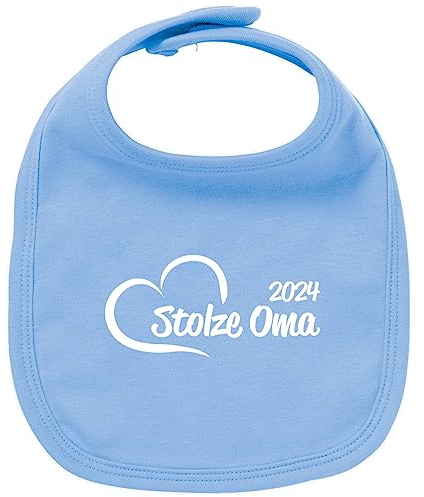 huuraa Baby Lätzchen Stolze Oma 2024 Herz Unisex Latz Größe Babyblue mit Motiv für deine lieblings Menschen Geschenk Idee für Neugeborene und Kleinkinder