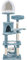 costoffs Ocean-themed Cat Tree 155cm, Multi-Level Cat Play Tower with Shark's Mouth-style Condo, Sisal Scratching Posts, Perches, Hammock, Blue/White