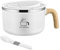 Tuzsocr Bol à ramen en acier inoxydable,Bols de Nouilles Instantanées(1200ML),Bol à Soupe avec Couvercle,Bol Pâtes avec Cuillère Pliante,Poignée en Grain de Bois,pour Ramen Japonais Udon Soba (Blanc)