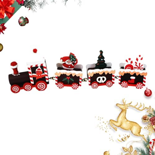 BUNIQ Zugschmuck für den Weihnachtsbaum | Weihnachtszug-Anhänger aus Holz - Christbaumschmuck, weihnachtliche dekorative Hängeornamente, Christbaumschmuck für Weihnachten