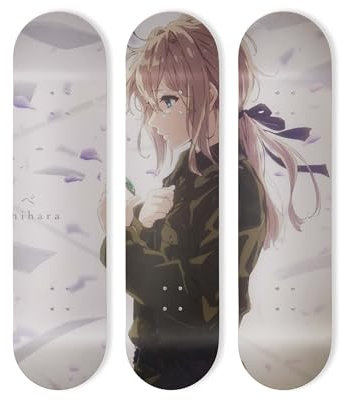 Alu-Board in Form eines Skateboards für Wanddekoration, Anime, Violett, Evergarden, für eine originelle Dekoration (3 Bögen)