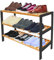 1ABOVE Bamboo Shoe Rack, Plant Rack, Perfect for Corridor, Living Room, Bathroom, Bedroom, Hallway or Small spaces- Natural & Black (3 TIER)