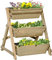 Outsunny Fioriera da Giardino a 3 Livelli con Feltro Drenante Geotessile, Fioriera in Legno di Abete con Inserti per Irrigazione, 71x61x77 cm, color Legno
