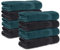 Komfortec 8er Handtücher 50x100 cm Set aus 100% Baumwolle, Frottee, Weich, Schwarz/Petrol
