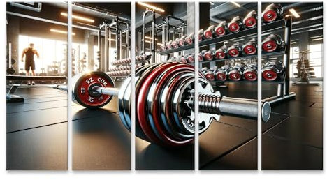 islandburner Prime Bild auf Leinwand Kraftvolle Stille im Hantelraum Fitness Studio Gym Bilder Wandbilder Poster