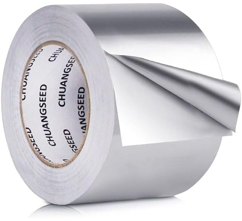 CHUANGSEED Aluminium Foil Tape (75mm x 50m) Insulation and Sealing, Heat Resistant, Duct Repair, HVAC Use, 1 Roll, Silver