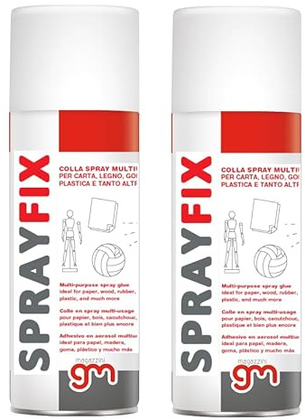 MagazziniGM SPRAYFIX, Colla Spray Multiuso Universale ideale per Carta, Legno, Plastica, Gomma, Tessuti, 400ml (2)
