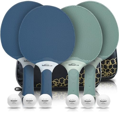 Senston Palas Ping Pong- Equipamiento Esencial para Amantes del Deporte, Raquetas Ping Pong con 3 Pelotas