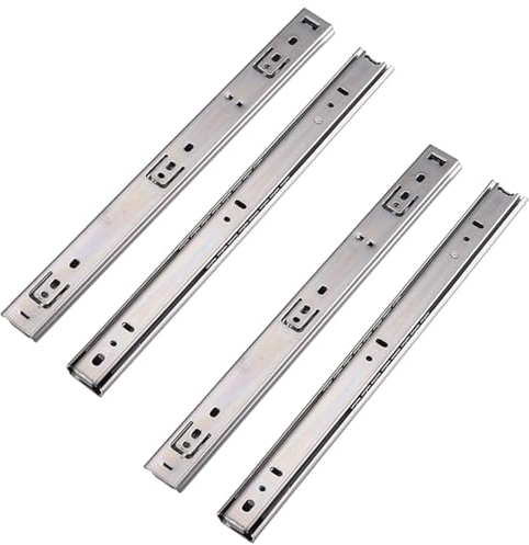 MOCNT 2 Paar (4 Stück) 350mm Schubladenführungen 27mm Nut Schubladenschienen Vollauszug Schubladenauszug Kugellager Stahl Schienen Schubladen Auszugsschienen Kabinett