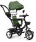 HUOLE Kinderdreirad Tricycle für Kinder ab 12 Monate bis 5 Jahren mit Abnehmbarer Sonnendach&Schubstange Dreiräder,Jogger, mit Dachfenster, Sicherheitsgurte, 360 Grad Drehbar4 in 1 (grün)