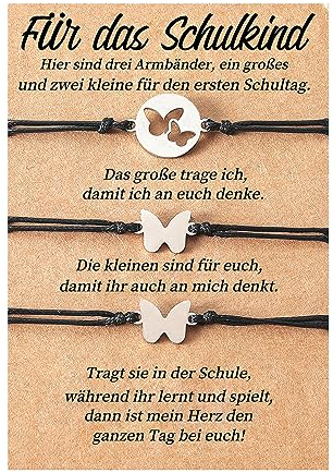 lorajewel Mutter Tochter Armband Set Schulkind Armband Mädchen Geschenke für Tochter Sohn Kinder Mama Mädchen (Schmetterling*3)