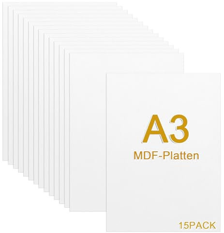 YAYODS 15 placas de madera de densidad media A3 de 3 mm, 420 x 300 x 3 mm, para manualidades, placa de madera blanca para láser, enrutador CNC, modelado, calado, sierra de marquetería