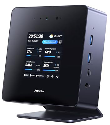 MINIS FORUM X7 Ti Mini PC, Core Ultra 9 Prozessor 185H,16 Kerne bis zu 5.1 GHz,32 GB DDR5/1 TB SSD Gaming PC,Oculink 4X Port,FHD 1080P Kamera,HDMI/DP/2×USB4,2×RJ45 5G,480P Smart Display