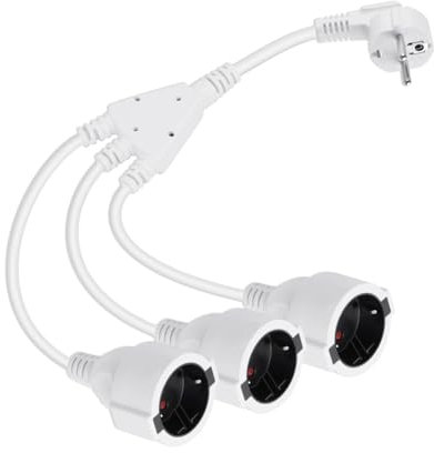 RIIEYOCA Schutzkontakt Verlängerungskabel, 90-Grad-Stecker auf 3 Steckdosen, 16A / 250V wasserdichtes Stromverlängerungskabel für den Außenbereich (Weiß, 90 Grad, 1 in 3)