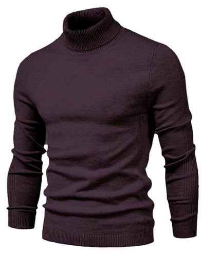 2024 Pullover Collo Alto Uomo Tessuto A Maglia Autunno/Inverno Manica Lunga Maglione Maglione Maglia Top Stretch Slim Fit Felpa Interno Maglione Moderno, Viola, S