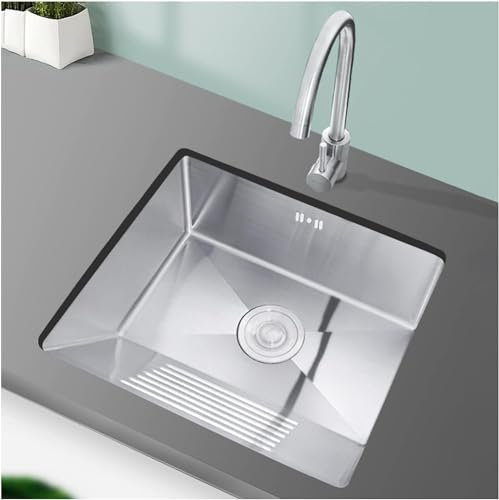 HSSMEUR Neues Wasserfall-Waschbecken aus Edelstahl, Einbau- oder Unterbau-Installation, Waschbecken aus Edelstahl 304 (Silver a)