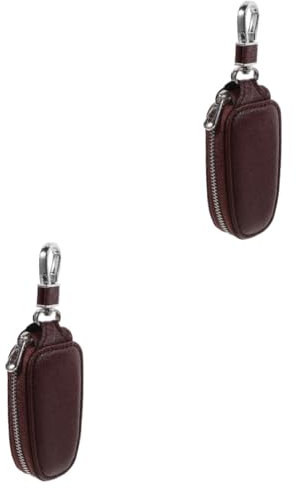 Holibanna 2 Piezas bolso de la llave del coche organizador de llaves portátil bolsa de almacenamiento de llaves protector de llavero caso clave bolsa para llaves de coche PU Coffee