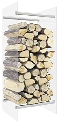 Lauuoeriau Furniture Select Kaminholzregal, transparent, 40 x 35 x 100 cm, gehärtetes Glas