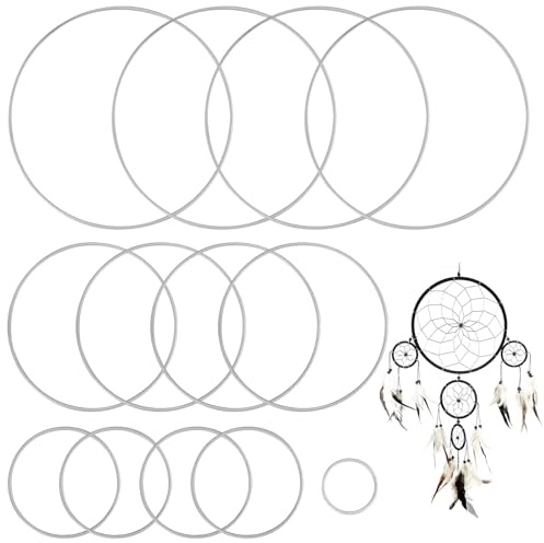 13 Stück Metallringe,Metallringe zum Basteln 5cm 10cm 15cm 20cm, Ringe zum Basteln,Drahtringe zum Basteln,Metallring für Traumfängerkreis,Metall Ringe Hoops,Dekoringe zum Hängen, für Traum Fänger