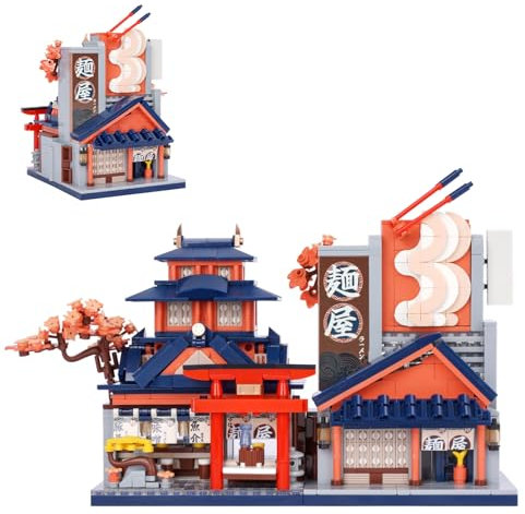 Oichy Japanisch Straßenansicht Ramen Shop Mini Bausteine MOC Creative STEM Japanisches Spielzeug Klemmbausteine Haus Architektur für Erwachsene und Jugendliche (Ramen-Laden)