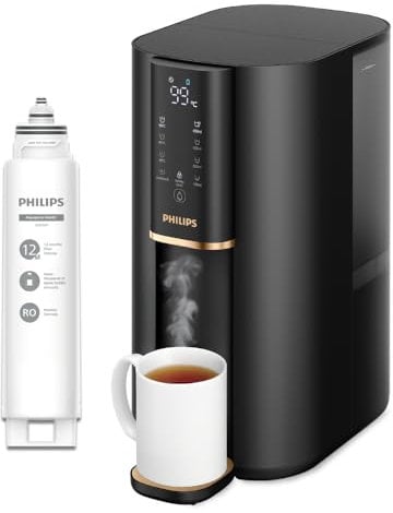 Philips Water Umkehrosmose-Wasserstation ADD6901HBK01/10 Eliminiert bis zu 110 Substanzen, sofortige Erwärmung, 1 Jahr Filterlebensdauer