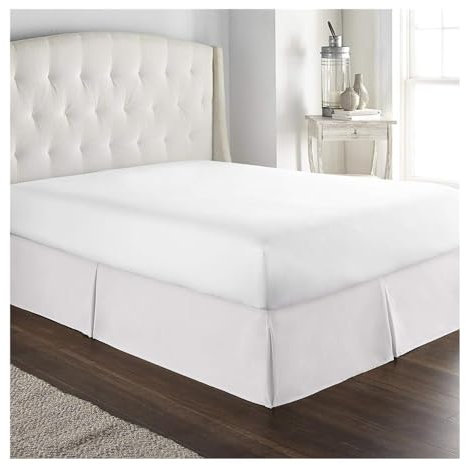FOVAOK Cache-sommier plissé doux et confortable avec tissu infroissable et résistant à la décoloration – Literie de 38,1 cm de haut (sans plateforme) (blanc, très grand lit, 200 x 200 x 35 cm)