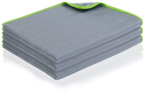 Adiwo Chiffon Magique Microfibre Carbone, 3X Serviette sans Trace Absorbant Polissage, 40 x 50 cm Lingette Essuie Verre pour Vitres, Miroirs, Écrans, Vaisselle Cuisine Menage Voiture, Vert Fluo