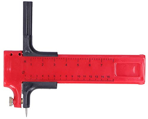 Kreisschneider mit Zirkel – Präzisionswerkzeug für perfekte Kreise aus Papier, Folie, Gummi, Kunststoff und Metall – ideal für Kunsthandwerk und Bastelarbeiten – Rot, 12 cm