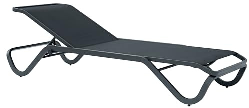 Gruppo Maruccia - Lit de soleil en aluminium - Pour ville, hôtel, complexe - Dossier réglable 5 positions - Structure empilable - 194 x 65 cm (anthracite)