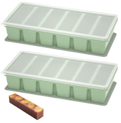 2 PCS Molde de Silicona con Tapa,Bandeja de Congelador para Cubos de Sopa