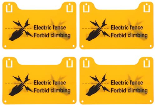 CALLARON Lot De 4 Panneaux Avertissement Clôture Électrique Signalisation Haute Tension Sécurité Ferme Et Cour Plastique Avec Trous Pré-Perçés 7.87 X 5.04 X 0.12 in