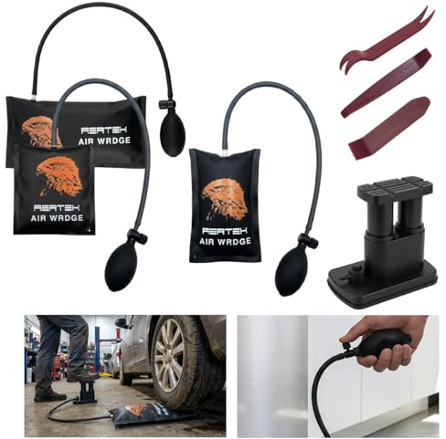 Luftkissen Montage Set mit Fußpumpe, 3-teiliges Air Wedge Pump Set | Aufblasbares Hebekissen für Türen, Fenster, Autos, Möbel, Schränke & Haushaltsgeräte, TPU 840D Nylon